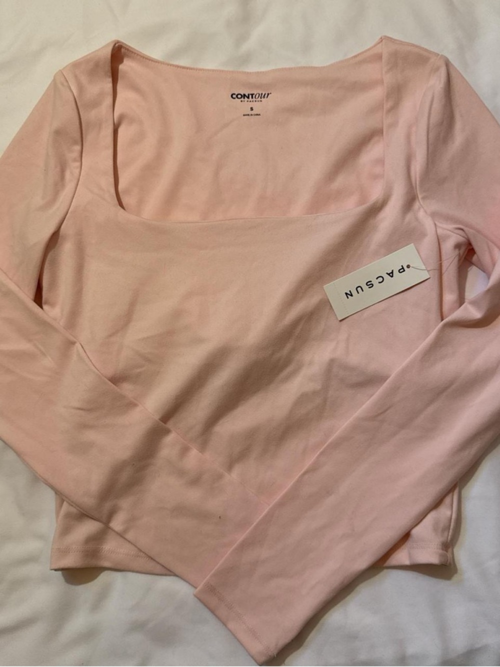 NWT Light pink Pacsun Small Women's Square Neck Long Sleeve Top